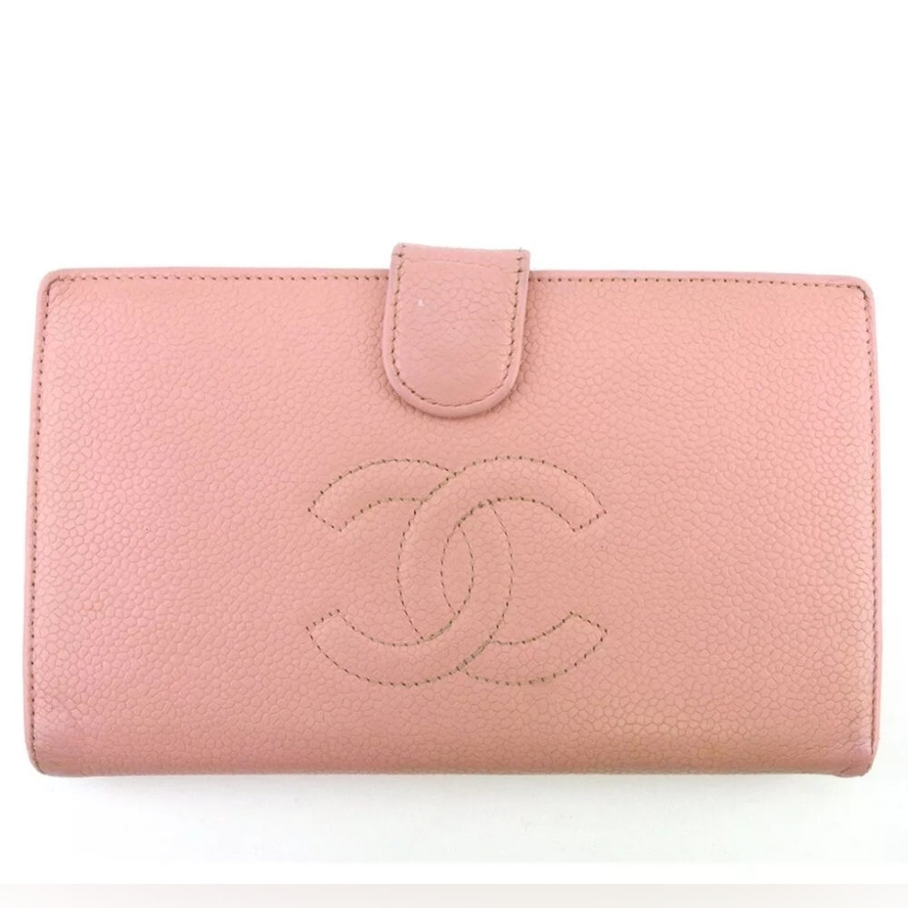 🇨🇵CHANEL Vintage Caviar Skin Long Wallet With Kisslock Compartment💗